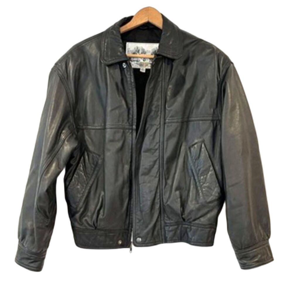 Luis Alvear Made for Brass Rail Vintage Black Leather Bomber Jacket Men's Small